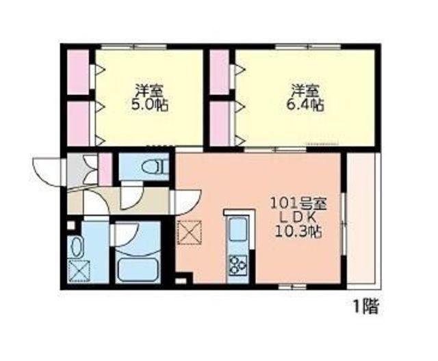 新川レジデンス(2LDK/1階)の間取り写真
