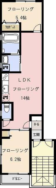 プレジデントマンション日の出町(2LDK/2階)の間取り写真