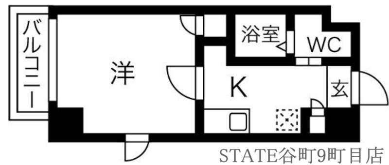 URO勝山(1K/3階)の間取り写真