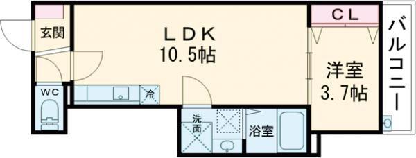 FSTYLE浜寺石津町西3号館(1LDK/2階)の間取り写真