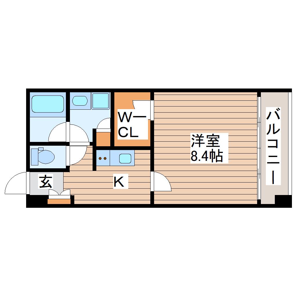 アーバンフラッツ榴ヶ岡(1K/7階)の間取り写真