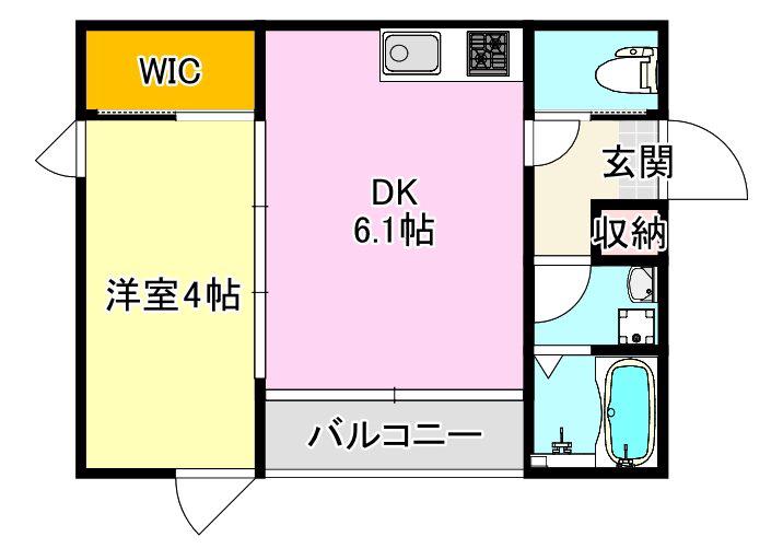 ブルーミー鳥栖レジデンス(1DK/2階)の間取り写真