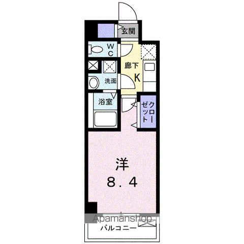 ルーカス 武之橋(1K/4階)の間取り写真