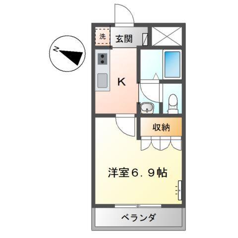 サン・ヴェルディ東雲(1K/2階)の間取り写真
