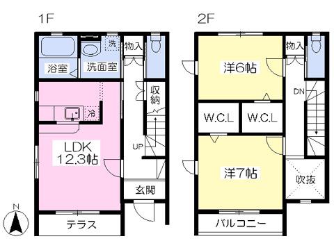 VOLVER B棟(2LDK/1階)の間取り写真