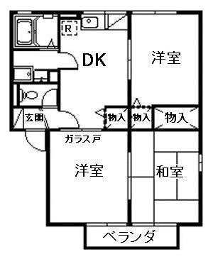 パレットハウス A館(3DK/2階)の間取り写真