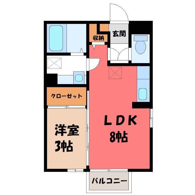 リヴェールマリーズB(1LDK/2階)の間取り写真
