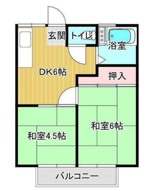 シティーハイツ横川(2DK/1階)の間取り写真