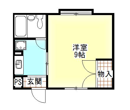 丸石ハイツ(1K/1階)の間取り写真