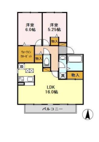 コートエスペランサー(2LDK/1階)の間取り写真