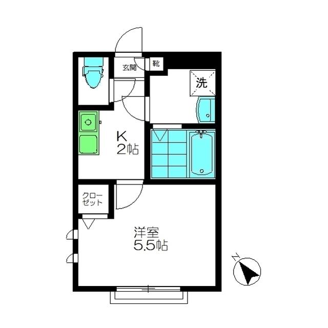 K-HOUSE鵜の木(1K/3階)の間取り写真