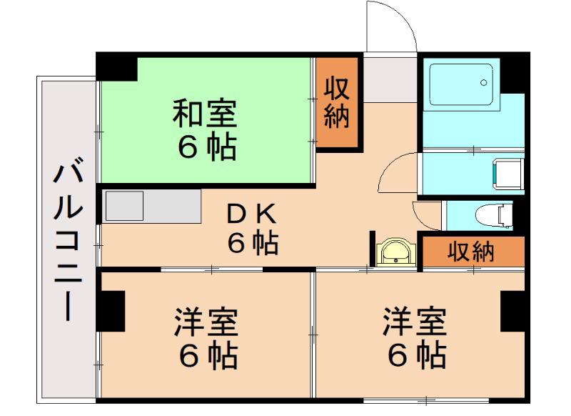 アルテハイム遠賀(3DK/2階)の間取り写真