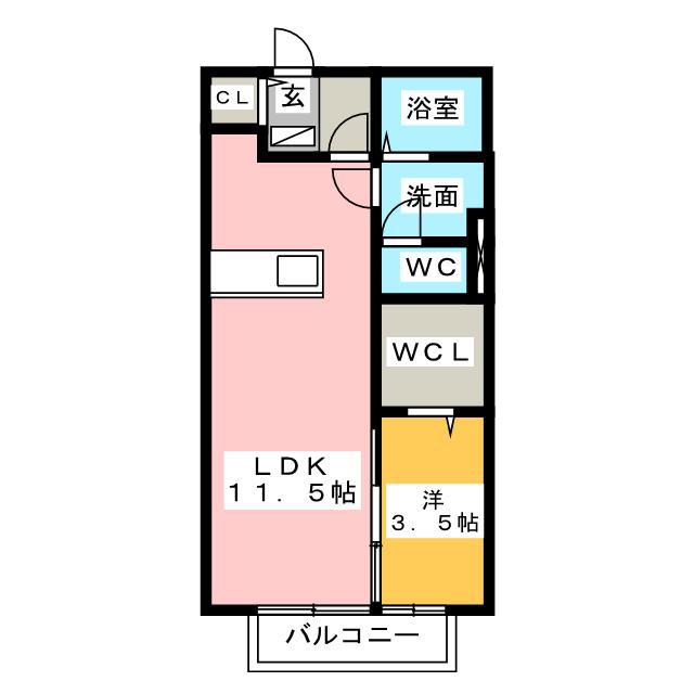 フォールティーグル(1LDK/2階)の間取り写真