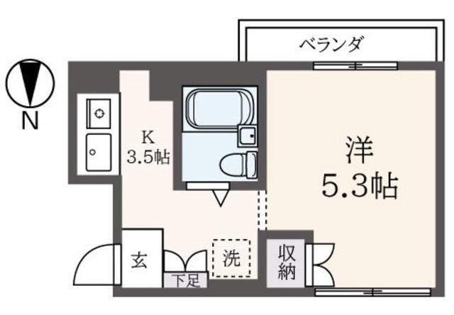 URBAN KASUYA(1K/1階)の間取り写真