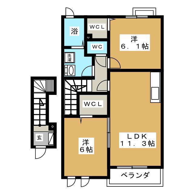 フォレストヒルアネックス(2LDK/2階)の間取り写真