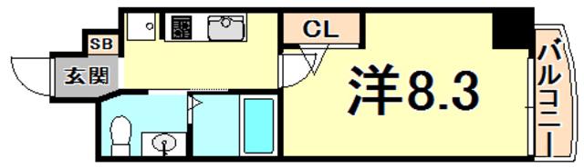 セレニテ西宮本町(1K/2階)の間取り写真