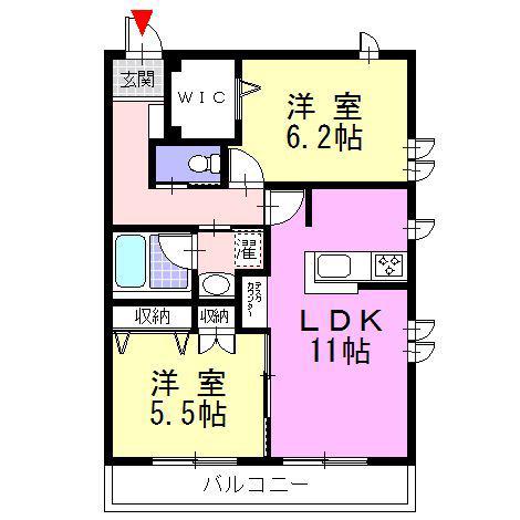 メゾン イースト(2LDK/2階)の間取り写真