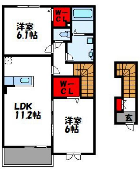 パール桜 KTAR B(2LDK/2階)の間取り写真