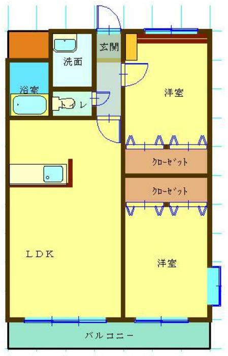 TYレジデンス(2LDK/2階)の間取り写真
