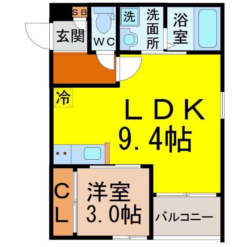REGALEST黒川(1LDK/1階)の間取り写真