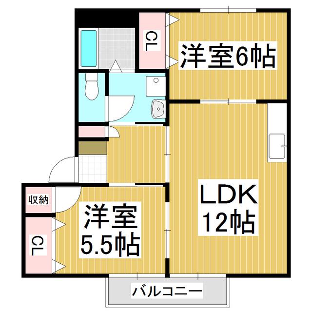 コーポアカネ(2LDK/1階)の間取り写真