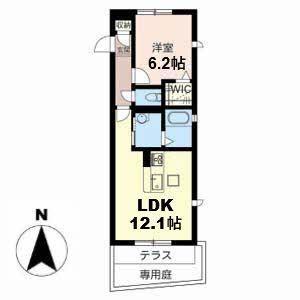 シャーメゾン鳳中町(1LDK/1階)の間取り写真