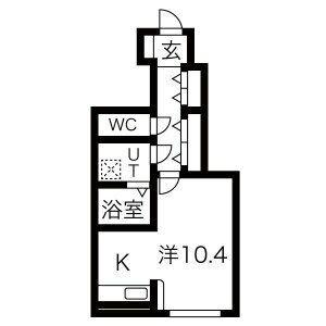ヴィルヌーヴIII(1K/1階)の間取り写真