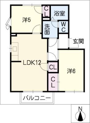 エストレージャ・滝ノ水(2LDK/1階)の間取り写真
