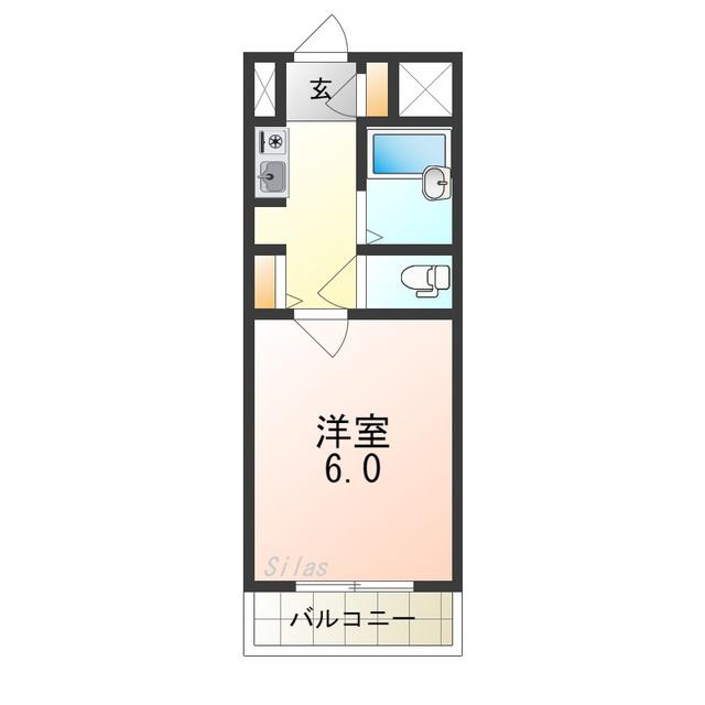 6月のココロ(1K/3階)の間取り写真