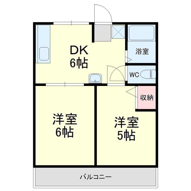 ラベンダータウンA(2DK/2階)の間取り写真