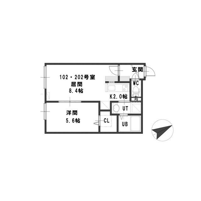 ルミエール栄通10(1LDK/2階)の間取り写真