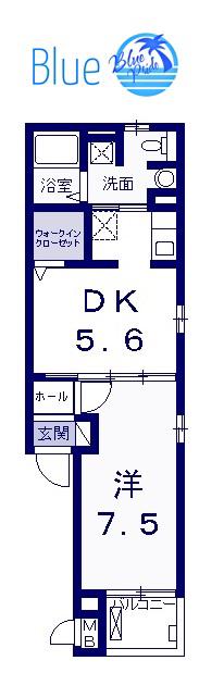 グラース ダンジョ(1DK/2階)の間取り写真