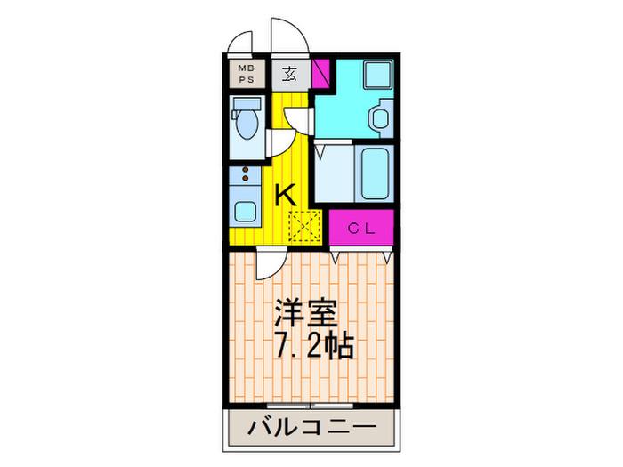 ウインズコート高槻西(1K/2階)の間取り写真