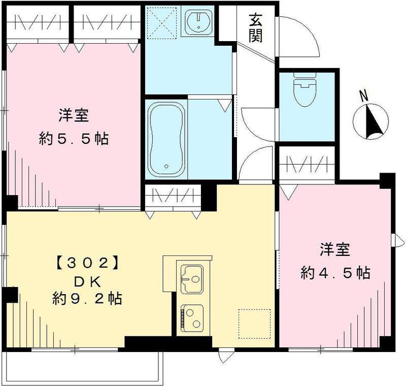 フジハウスー方南1丁目-(2DK/3階)の間取り写真