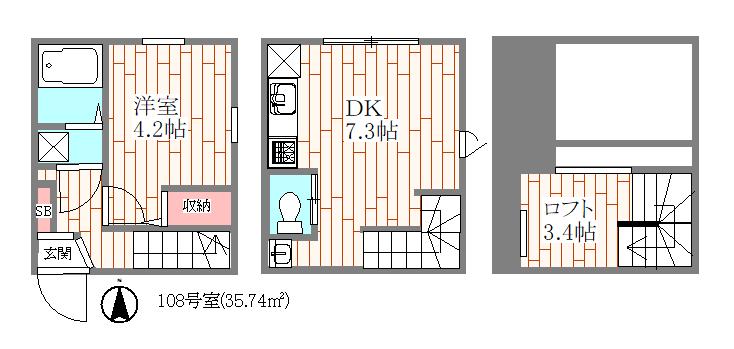 WRESIDENCE(1DK/1階)の間取り写真
