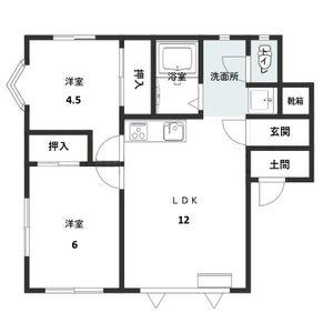 ハイツROKO(2LDK/1階)の間取り写真