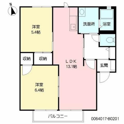 パークサイド田島Ⅱ(2LDK/2階)の間取り写真