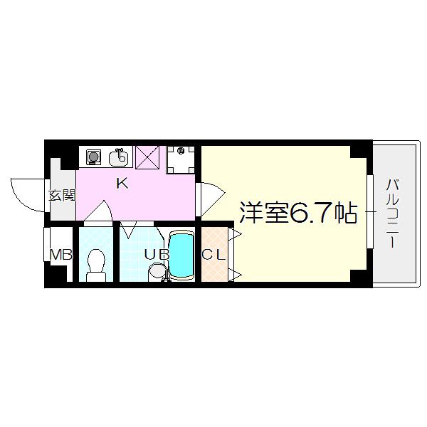 アクティ塚口(1K/3階)の間取り写真