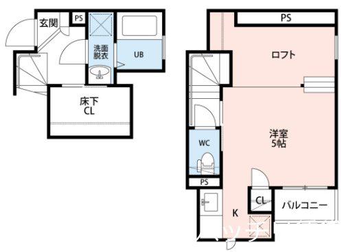 CB古賀アウリィ(1K/1階)の間取り写真