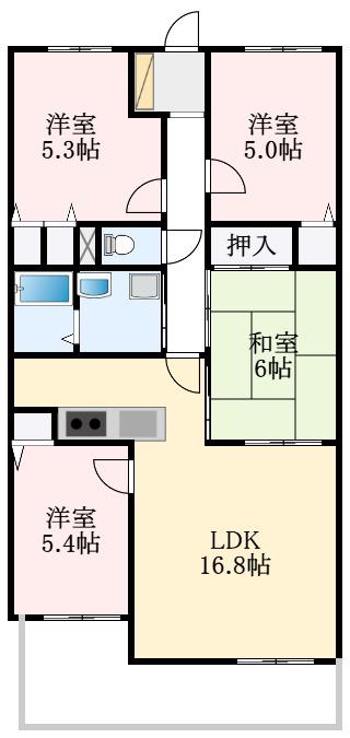 グランコープ泉北宮山台(3LDK/3階)の間取り写真