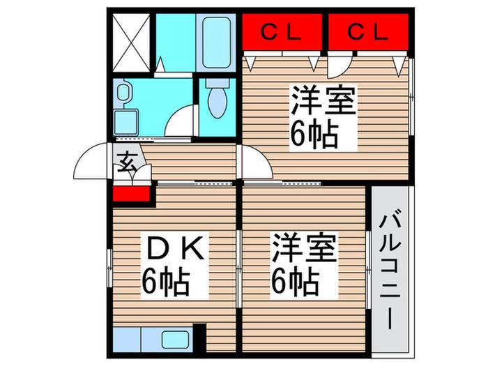 GARDENSQUARE梅島(2DK/3階)の間取り写真