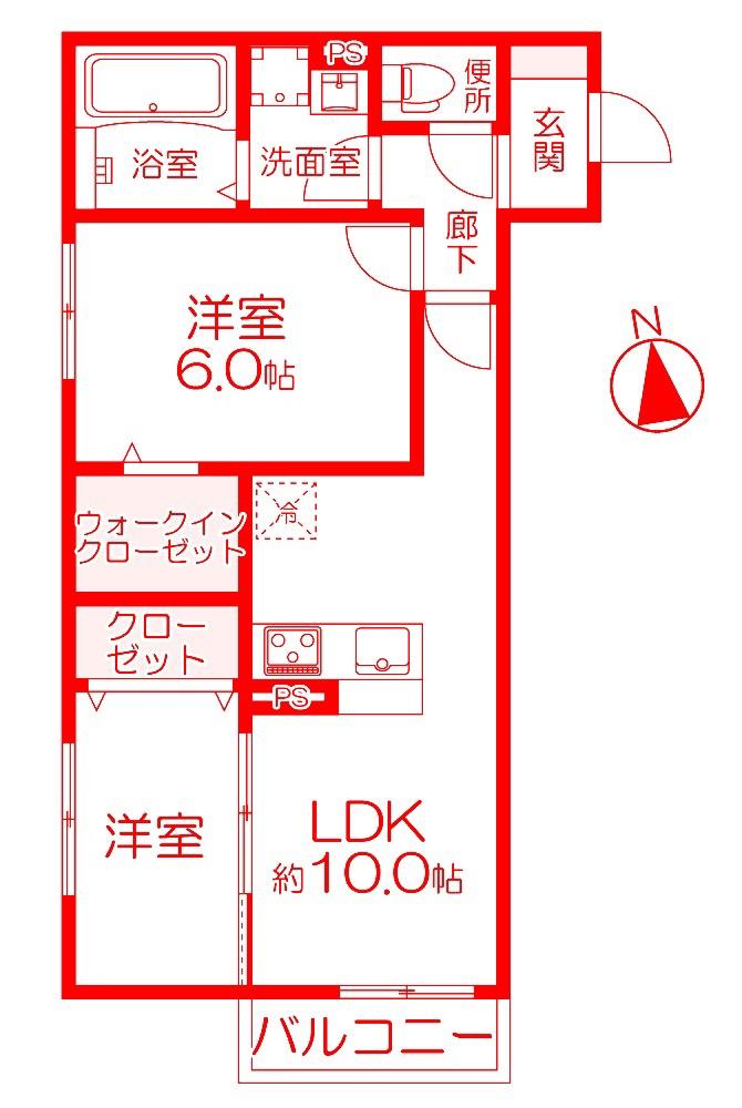 フェリーチェ新川崎(2LDK/3階)の間取り写真