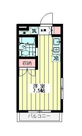 グリーンサイドビル(1K/3階)の間取り写真