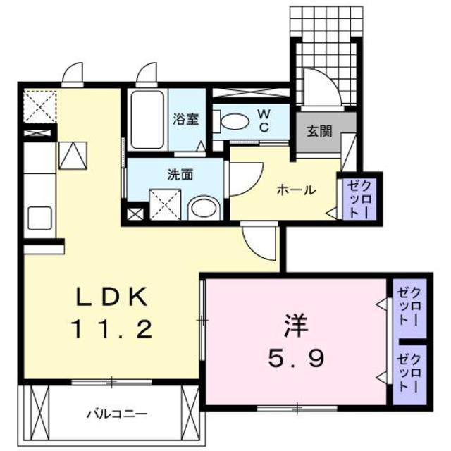 ラフィネT-III(1LDK/1階)の間取り写真