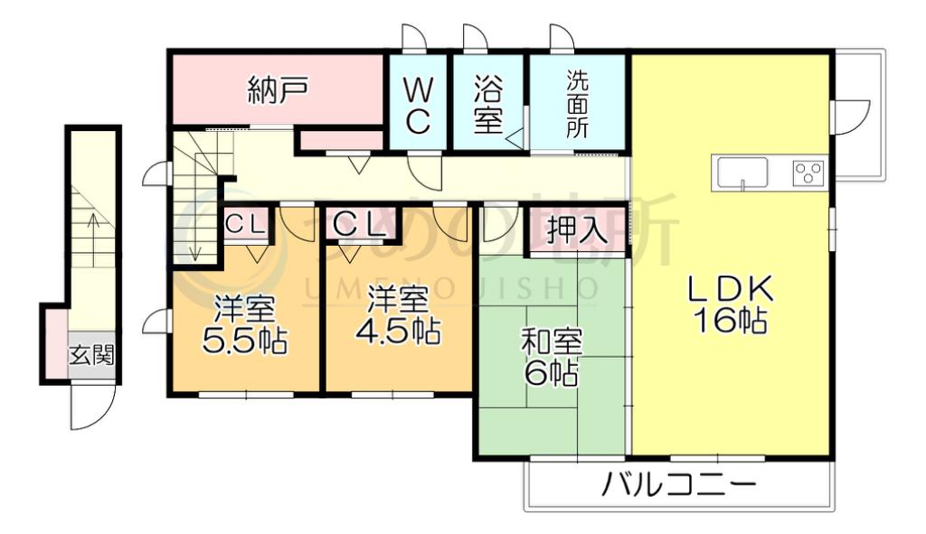 ドーマ櫛原(3SLDK/2階)の間取り写真