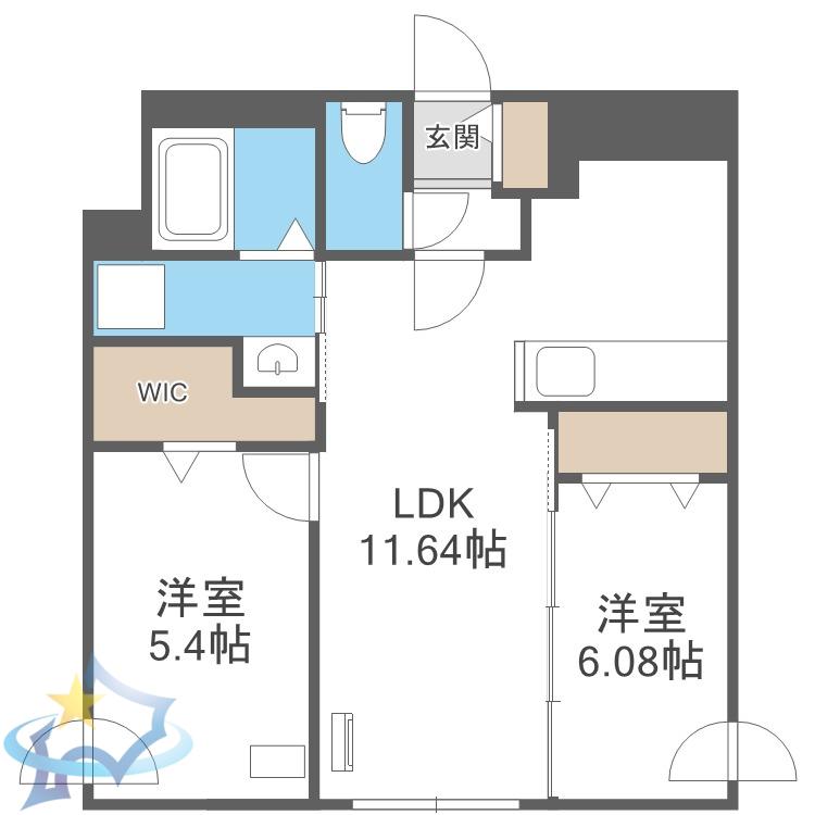 SPARKLE 裏参道(2LDK/2階)の間取り写真