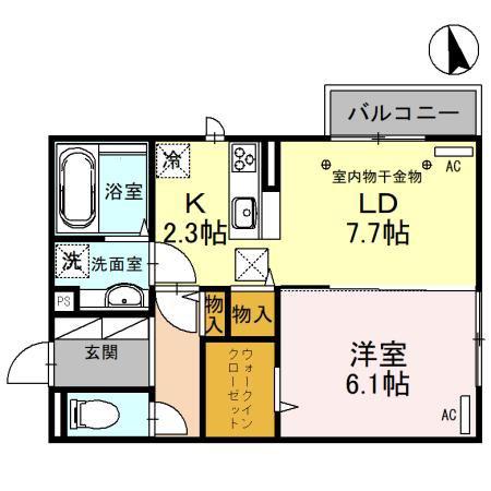 Nハウス中居(1LDK/1階)の間取り写真