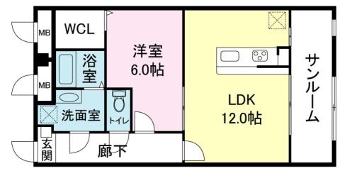 コンチェルト御薗宇(1LDK/3階)の間取り写真