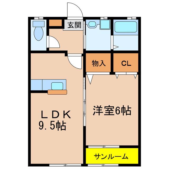 メゾンサンファミリー(1LDK/1階)の間取り写真