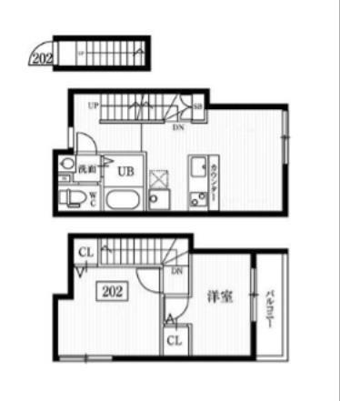ミハス池尻(2DK/2階)の間取り写真